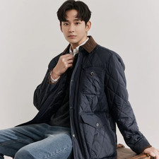 Autunno/Inverno Velluto a coste Bavero Cotone Imbottito Giacca Sottile da Lavoro Soprabito Uomo