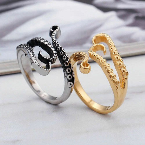 Anello polpo argento - argento, oro