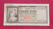 BANCONOTA 500 LIRE ITALIA 1947, CINQUECENTO, SERIE L 17 - 074948, SCEGLI#166, RARA!