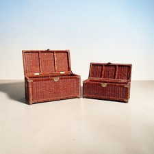 Coppia Bauli In Vimini Anni 70