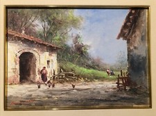 Athos Brioschi, Opera Unica, Olio Su Cartone Telato, 35x25 Cm 