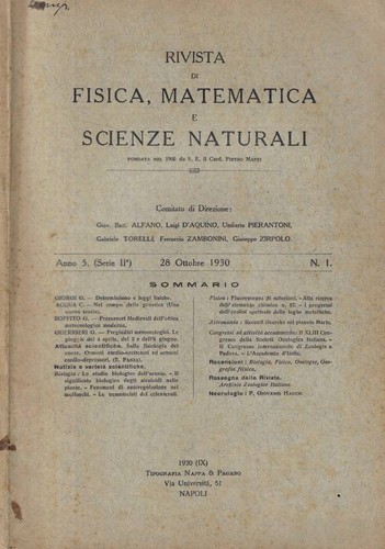 Rivista fisica matematica - di, fisica,