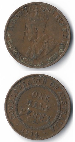 Australia penny 1914 - australia., 1/2