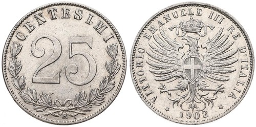 Italia italy 25 centesimi - -,