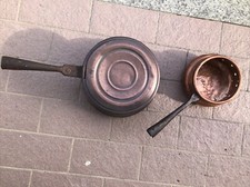 2 ANTICHI SCALDALETTO SCALDINI IN RAME (DIAMETRO CM.25 E 18 CIRCA)+ OMAGGIO