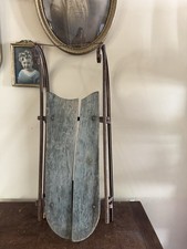 Antica slitta primitiva per bambini in acciaio e legno fatta a mano - 30” X 12”