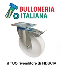 Ruota Girevole con Freno 175mm Portante inox 200kg per Carrelli Industriali