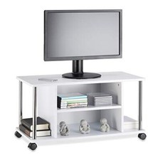 Relaxdays 10021865 Mobile TV Bianco, con 4 ruote, Carrello Porta (c2z)