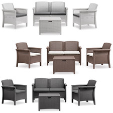 Salottino da Giardino VENEZIA Divano Poltrone e Tavolino Polipropilene in Rattan