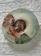 Piatto centrotavola da portata Sysilvy vetro disegno a mano donna D 42 cm verde