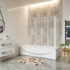 H.140CM PARETE VASCA ANGOLARE PIEGHEVOLI A LIBRO VETRO TEMPERATO ARGENTO OPACO