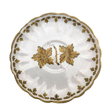 Piattino Guido Gambone foglie d'oro firmato G50 ceramica dipinta a mano metà secolo