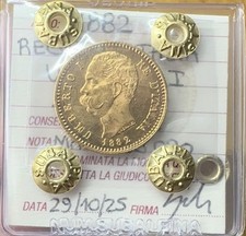 MONETA REGNO D’ITALIA UMBERTO I 20 LIRE 1882 MARENGO ORO sigillata qFDC