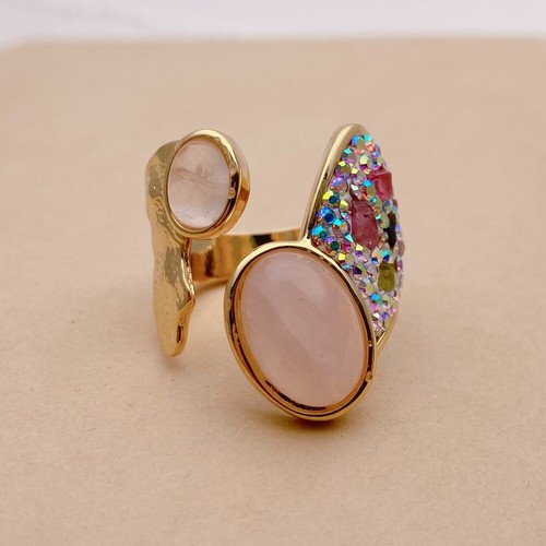 Anello tormalina quarzo rosa - tormalina,