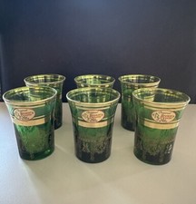 Set 6 Bicchieri Verdi  In Vetro e Oro Bronze Verre handmade vintage
