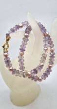 Collana  ametista naturale sfaccettata, e perle coltivate