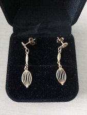 ORECCHINI IN ORO 18 CARATI CT KT PENDENTI 750 STILE LIBERTY FIORI E PUNZONATURA