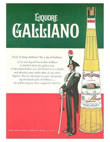 1960 liquore galliano - galliano, ad