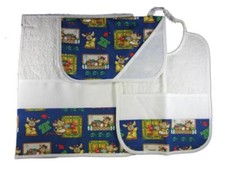 SET ASILO 3 PEZZI BLU (BAVAGLIA-SALVIETTA-BUSTA) "TOPINI" DA RICAMARE