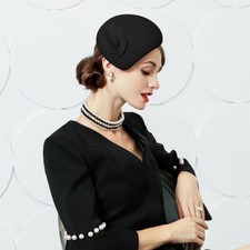 Cappello fascinatore donna feltro di lana Teardrop fiore tam berretto casque cocktail A574