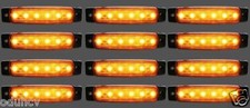12 Pezzi X 12V 6 LED Laterali Arancione Ambra Frecce Luci Camion Rimorchio Bus