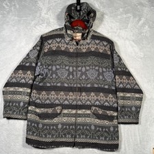 Giacca vintage Woolrich uomo grande grigio azteco sud-ovest lana con cappuccio USA cappotto anni 90