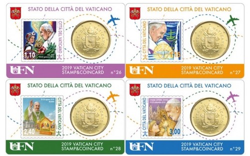 Stamp and coin - coin, vatican