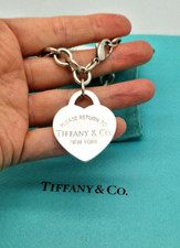 Bracciale Return to Tiffany & Co. Argento XL Ciondolo Cuore Grande 7,25", Punzoni UK