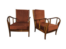 Poltrone anni '50 in legno e stoffa | Poltrone vintage | Poltrone Art Decò