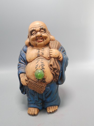 Bisque laughing buddha statue - laughing,