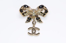 CHANEL CC 2003 Maison Gripoix Bow Crystal Brooch 