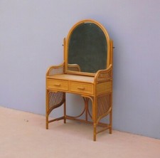Toilette tavolino con specchiera in vimini e bambù, due cassetti, '900!