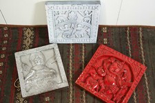 pannello inciso indiano in legno p.ganesha p.buddha p.tribale