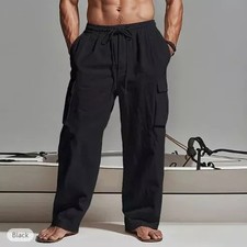 Pantaloni Uomo Cargo Neri Vita