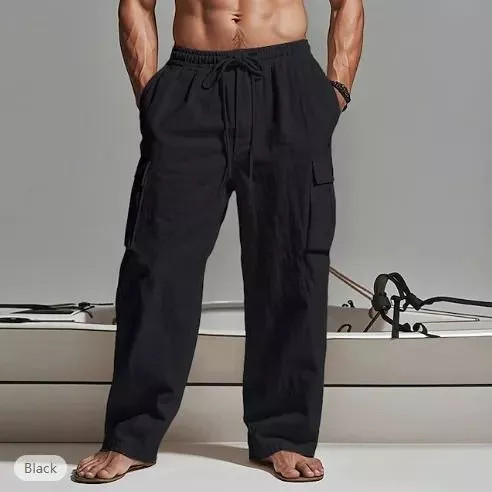 Pantaloni uomo cargo neri vita - uomo,