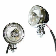 2x Faro Faretto Supplementare Cromato Anteriori 90mm Per Moto Auto Paraurti 4x4