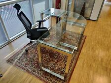 SCRIVANIA IN VETRO TEMPERATO 12MM E ACCIAIO CROMATO COMPONIBILE