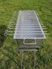 Barbecue in acciaio inox lungo 800 mm, Schaschlik Grill, Mangal (мангал) in acciaio inox 2 mm
