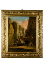 dipinto olio tela,,  "barche