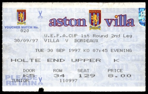 Biglietto 1997 aston - aston, villa