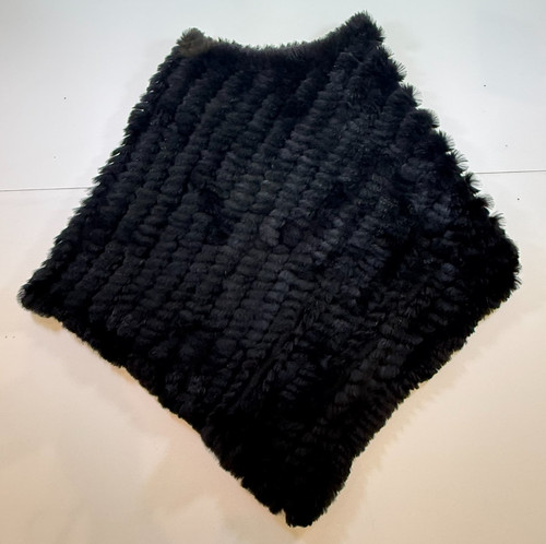 Poncho coniglio nero lavorato