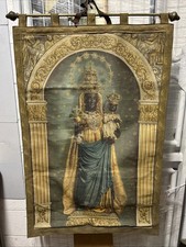 Drappo Madonna Nera Devozionale Antico - Oropa In Tela Artigianale Arazzo 8/900