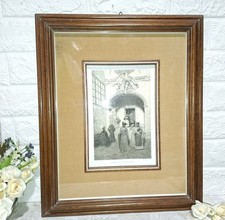 META' 900 ELEGANTE QUADRO CORTESIA CLAUSTRALE CORNICE LEGNO CM 47X39