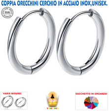 Orecchini cerchio acciaio inox coppia cerchietti unisex hip hop biker Trap Swag
