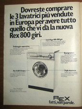 PUBBLICITA Lavatrice REX ' Fatti non Parole ' vintage anni 70 advertising