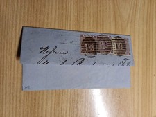 Gran Bretagna 1863 3 x 6 Pence  Azzurro Lilla 1 Margine Su Frammento Molto Raro