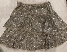 Gonna a strati Zara bambino elastico in vita con paillettes argento taglia 13-14