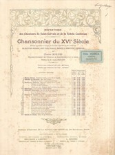Chansonnier du XVI Siècle. des chanteurs de Saint Gervais et da la Schola Cantor