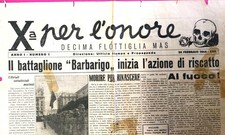 Decima Flottiglia Mas: Foglio/Giornale per i reparti (ORIGINALE) 20/02/1944