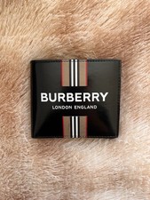 Portafoglio uomo Burberry pelle nero portafogli stampa logo righe autentico nuovo con etichetta